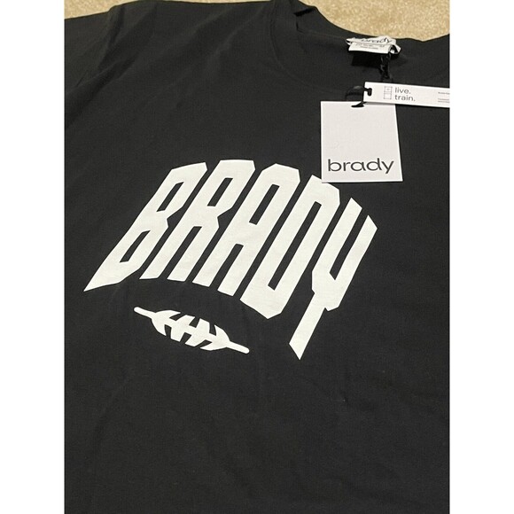 TOM BRADY BRAND ORGANIC RECYCLED VARSITY SHORT SLEEVE TEE JET BLACK SIZE MEDIUM - Picture 2 of 4